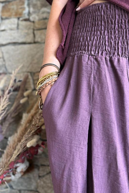Basso Shirring Genie Pant Deep Damson